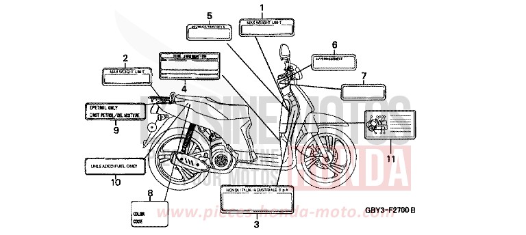 WARNETIKETT von CB1300 Super Bold'or ABS BOTTOLE GREEN (G164) von 1999